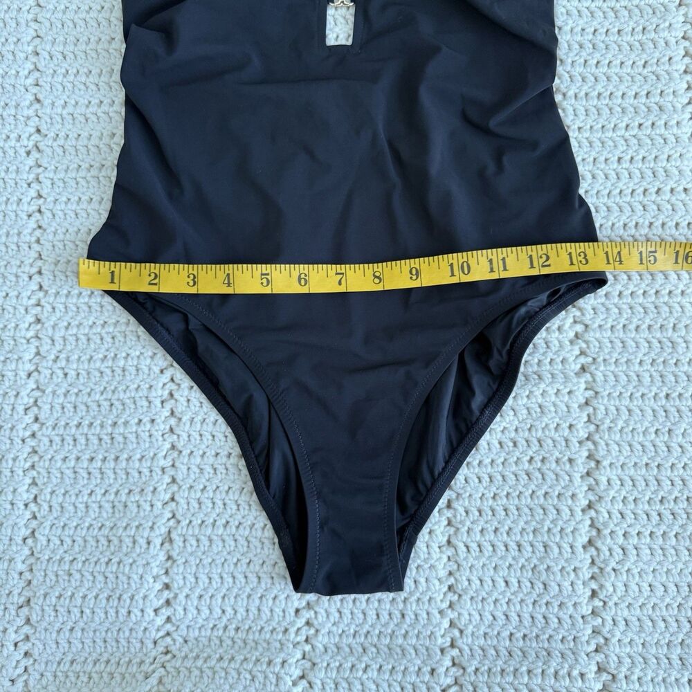 Tory Burch Women’s Size L Gemini Link Black One Piece Swimsuit Plunge Halter - Picture 7 of 12